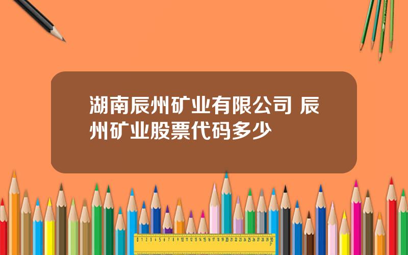 湖南辰州矿业有限公司 辰州矿业股票代码多少